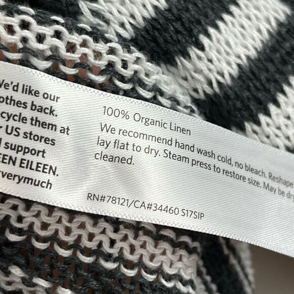 Eileen Fisher Linen Light Knit Tunic Length Short Sleeve Striped Sweater SP - Picture 5 of 7